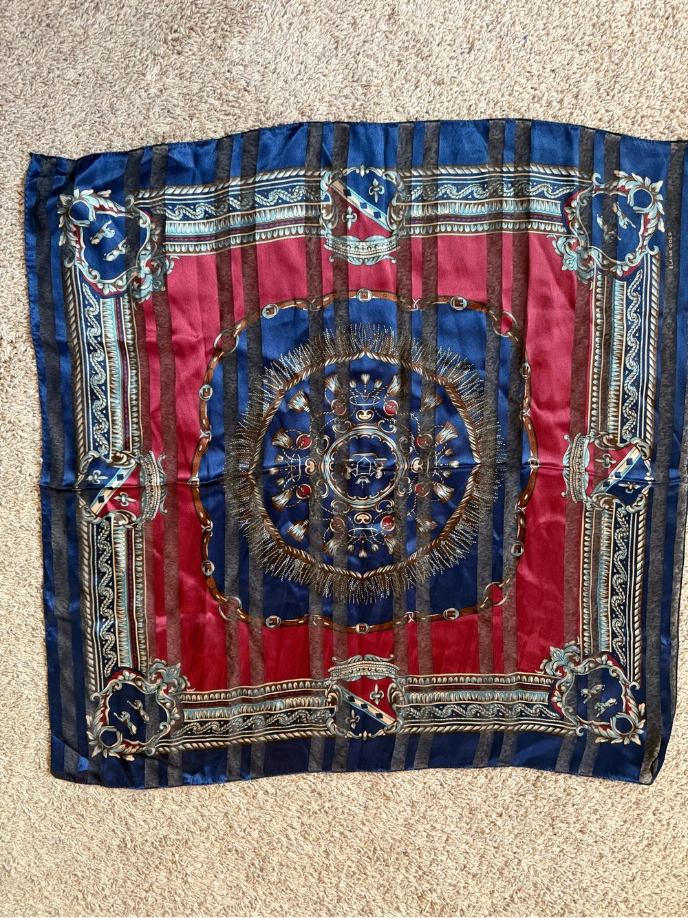 Vintage-Inspired Silk Scarf Elaine Gold Royal Elegant Traditional 34x34